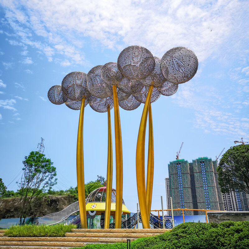 瀛乐 厂家定制户外大型不锈钢雕塑镜面镂空城市广场园林地标性景观摆
