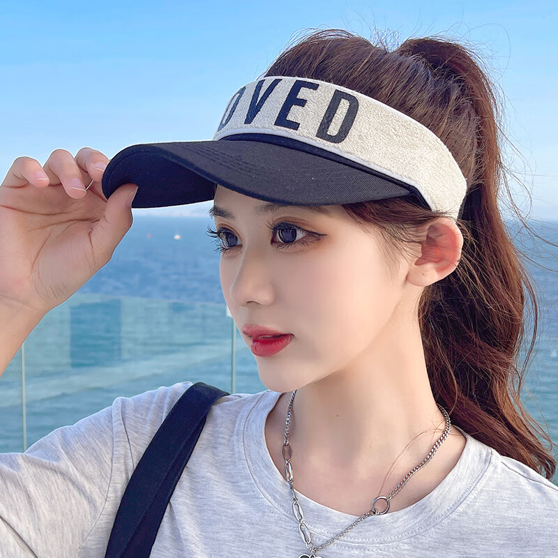 女士遮阳帽露顶无顶鸭舌帽半空顶夏季防晒字母韩版夏天戴的鸭嘴太阳