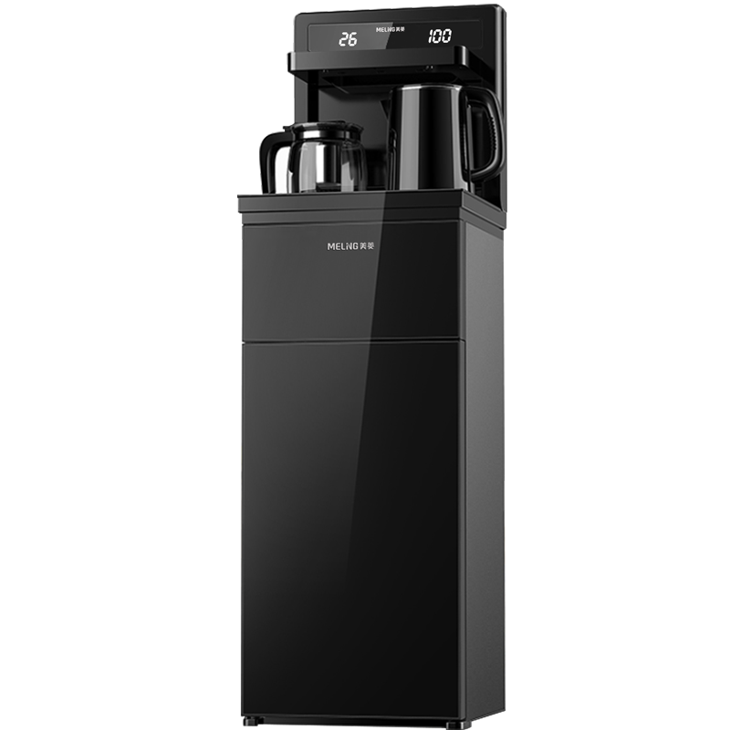 美菱（MeiLing）茶吧机 免安装家用多功能智能遥控双出水口可折叠下置水桶立式饮水机 高端遥控可折叠黑色温热型
