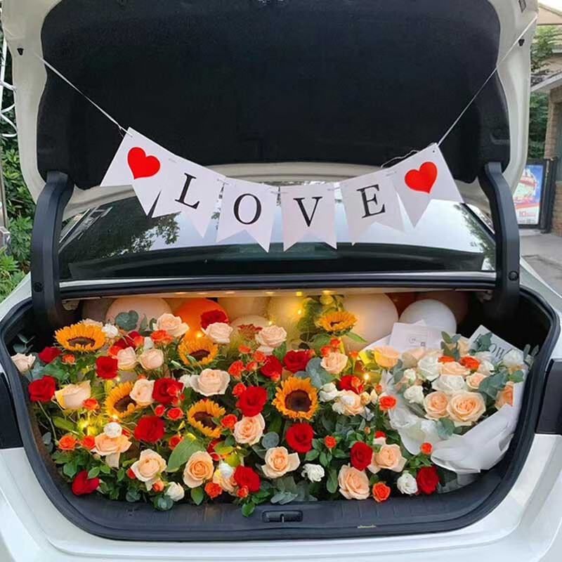 only you【专人布置】玫瑰鲜花混搭高级定制后备箱鲜花浪漫布置白色