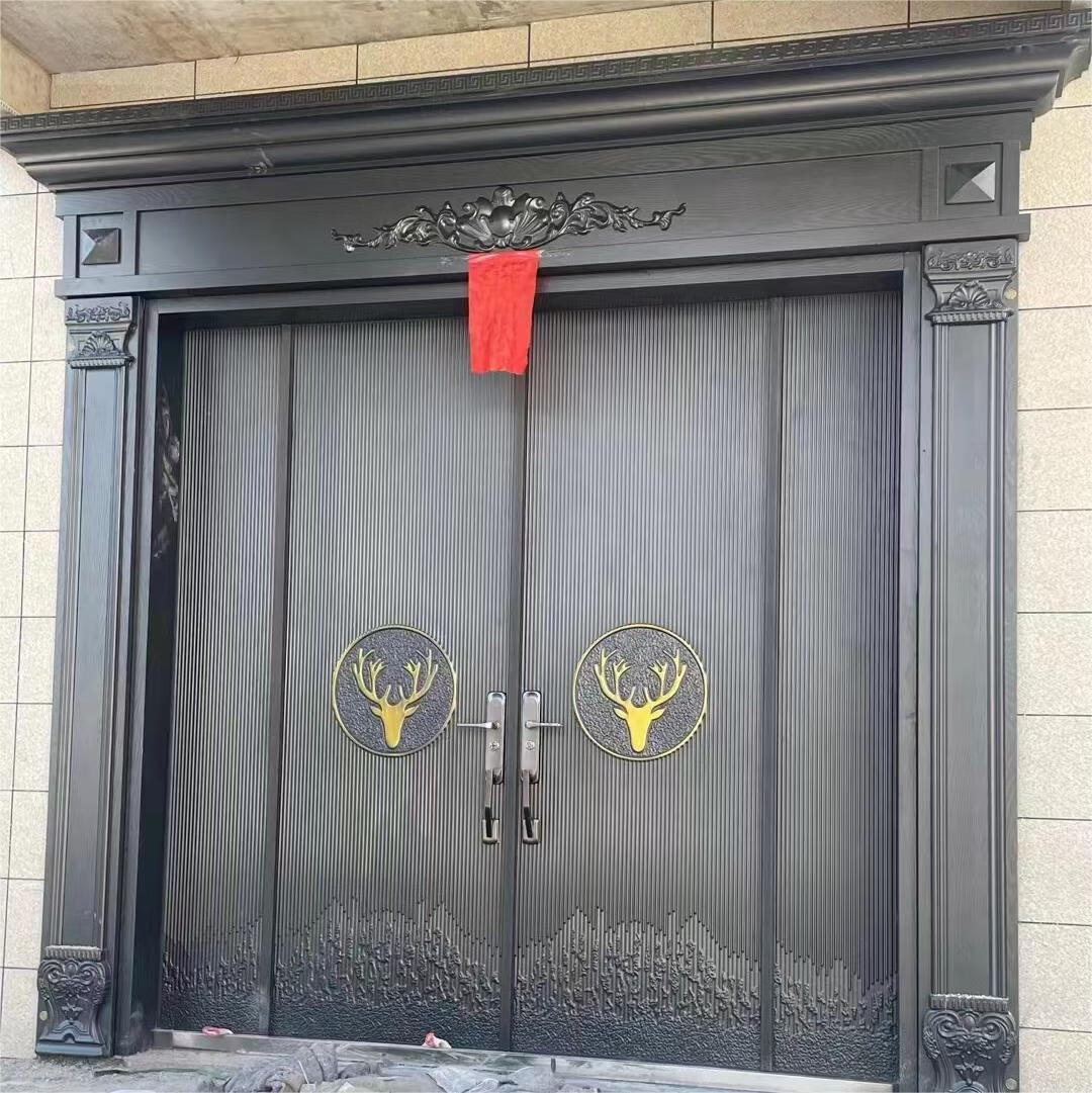 开门农村自建房进户大门家用堂屋防盗门 豪华仿铸铝卡门-四开子母1号