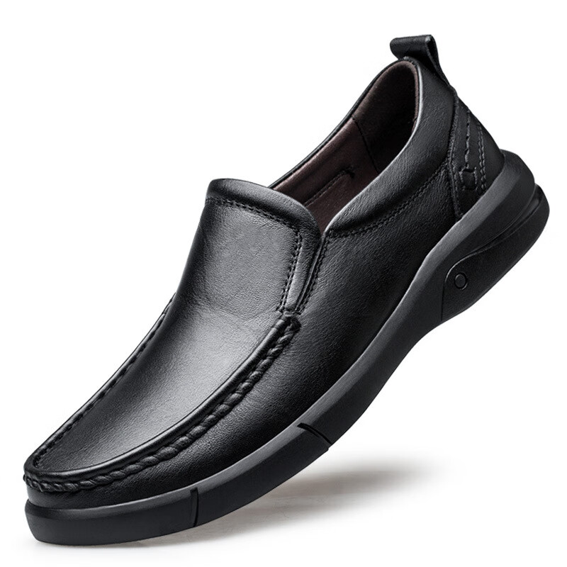 hawit不系带易穿脱皮鞋男士套脚皮鞋商务休闲鞋真皮头层牛皮鞋正装