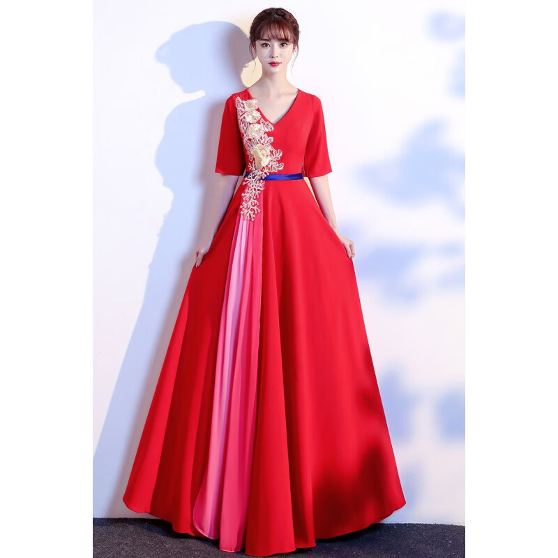 丽佰昕大合唱演出服女长裙红歌比赛显瘦朗诵晚会礼服合唱团爱国表演