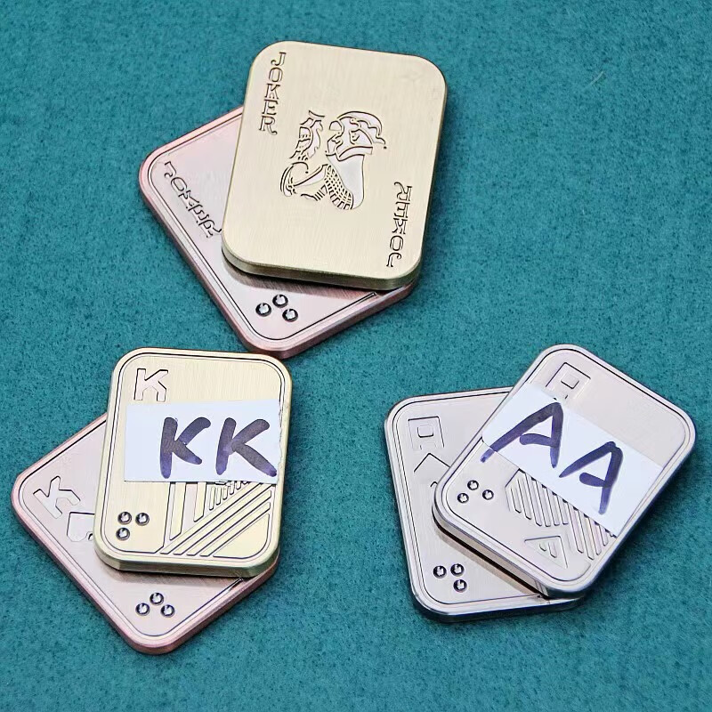 森林龙金属扑克磁铁推牌扑克陀螺指尖啪啪币发泄神器edc解压玩具铜色