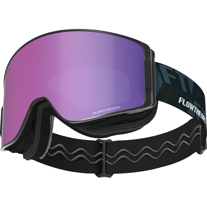 Flow Theory滑雪镜双层防雾磁吸镀膜抗UV滑雪眼镜护目镜滑雪装备 黑框紫红片