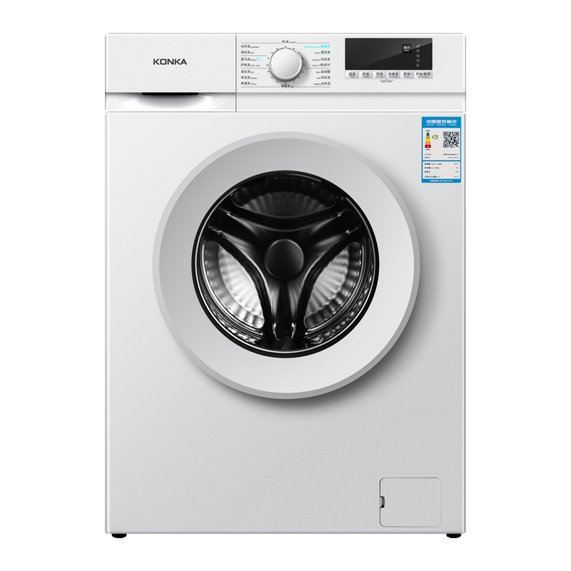 康佳（KONKA）【欧标系列】超薄洗衣机全自动7公斤滚筒  15种程序 90°高温洗涤 XQG70-10D01W
