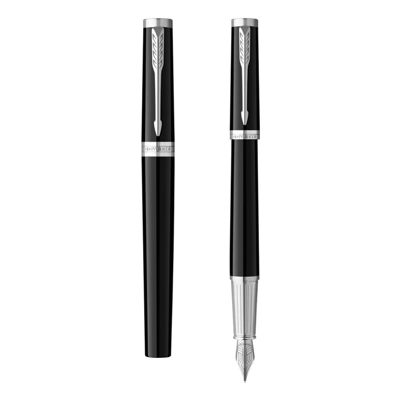 派克（PARKER）高端钢笔 签字笔 商务办公送礼生日礼物定制套装 精英睿智黑白夹墨水笔+木制礼盒