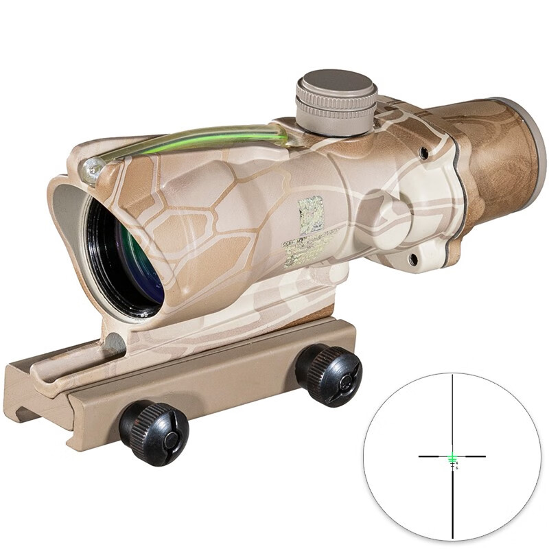 fire wolf蟒纹迷彩acog丰字4x32真光纤海螺全息瞄准器十字海螺瞄准镜