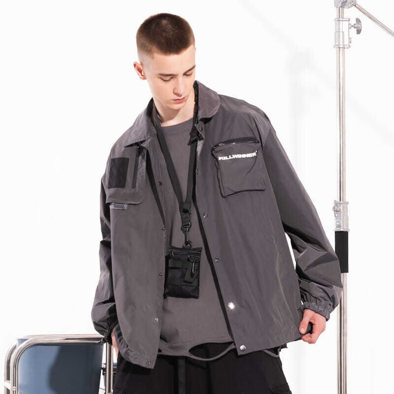 killwinner回到未来骨翼龙双色印花夹克情侣款宽松潮牌嘻哈外套双面穿