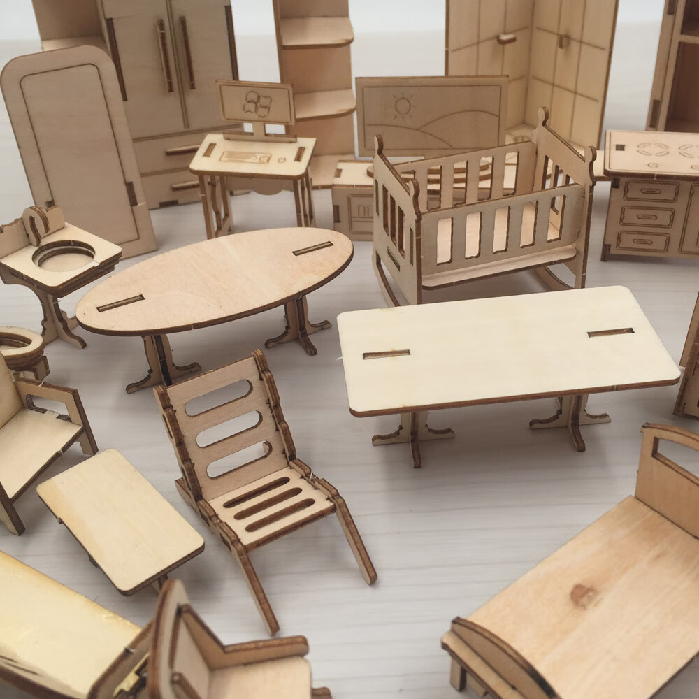 霜魄木质拼装微缩建筑沙盘室内设计环艺模型diy材料家具手工制作迷你