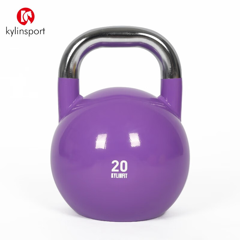 KYLIN SPORT 男女士提壺啞鈴 Crossfitness訓練 鋼制競賽競技壺鈴 鋼制烤漆壺玲 20KG紫色
