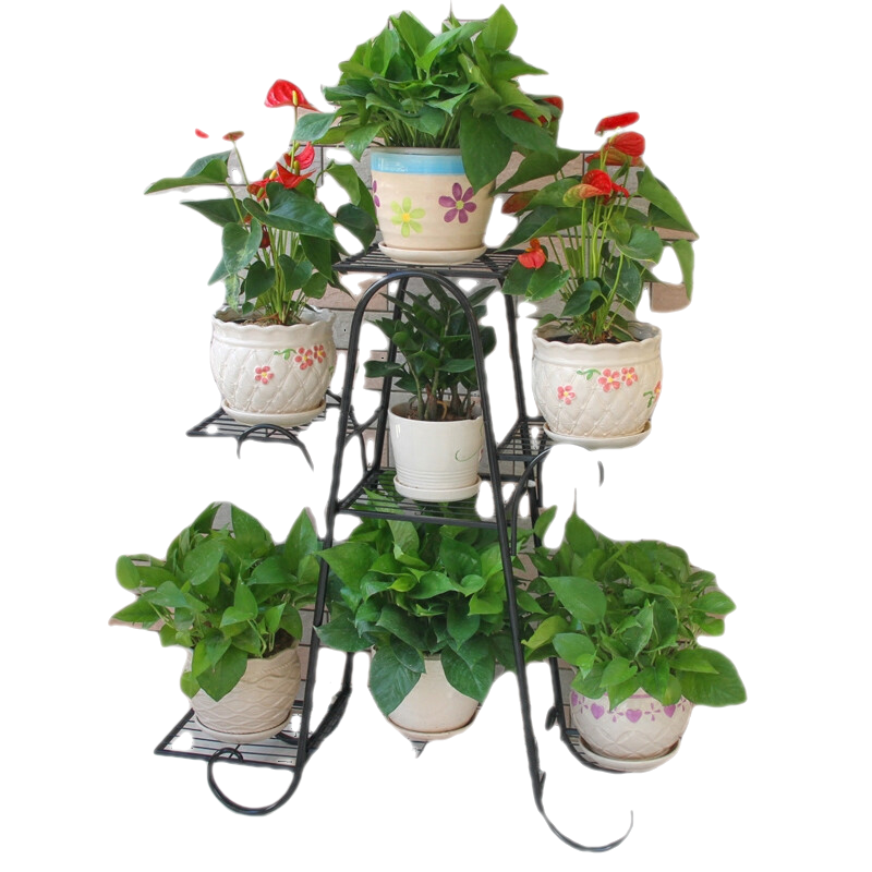 花架客厅现代简约花架子多层室内家用阳台装饰架铁艺客厅省空间花盆落地式绿萝 小号六层【白色】高73cm