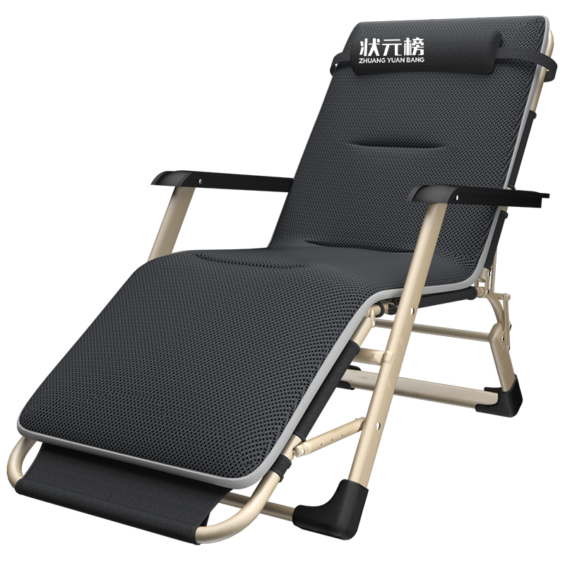 状元榜 折叠床 躺椅 办公室午休床午睡床单人床便携行军床医院陪护床床椅两用 含透气棉垫