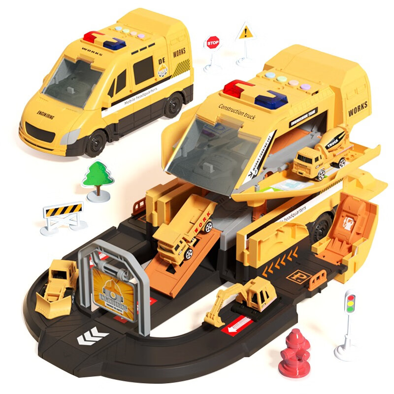勾勾手（GOUGOUSHOU）儿童玩具车声光轨道变形汽车惯性滑行工程消防车男孩玩具3-6岁  多功能变形工程车