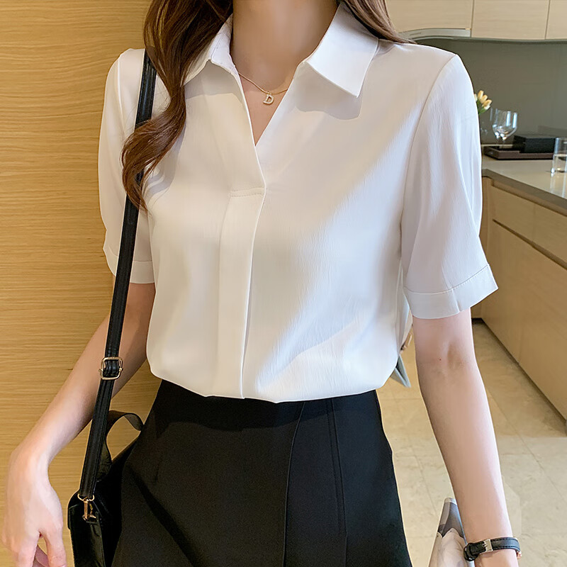 歐瑟芙教資教師面試夏季服裝女職業(yè)女裝套裝大學生正式場合女生上班工作 白色襯衫+黑色九分直筒西褲 2XL