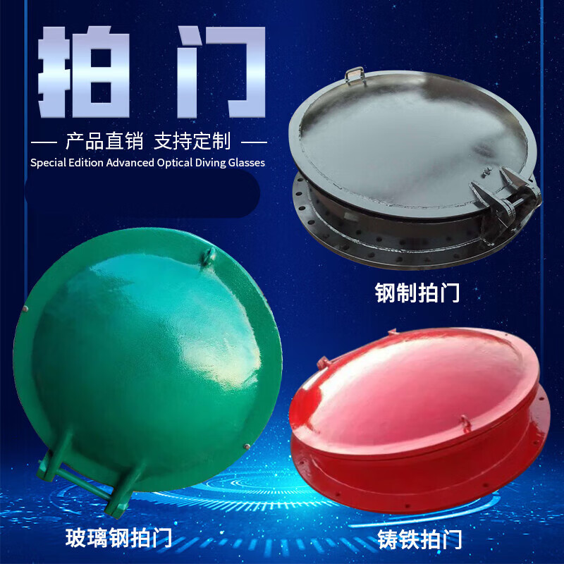 毅鹏定制玻璃钢拍门铸铁拍门浮箱拍门防倒灌拍门钢制管道排水拍门dn20