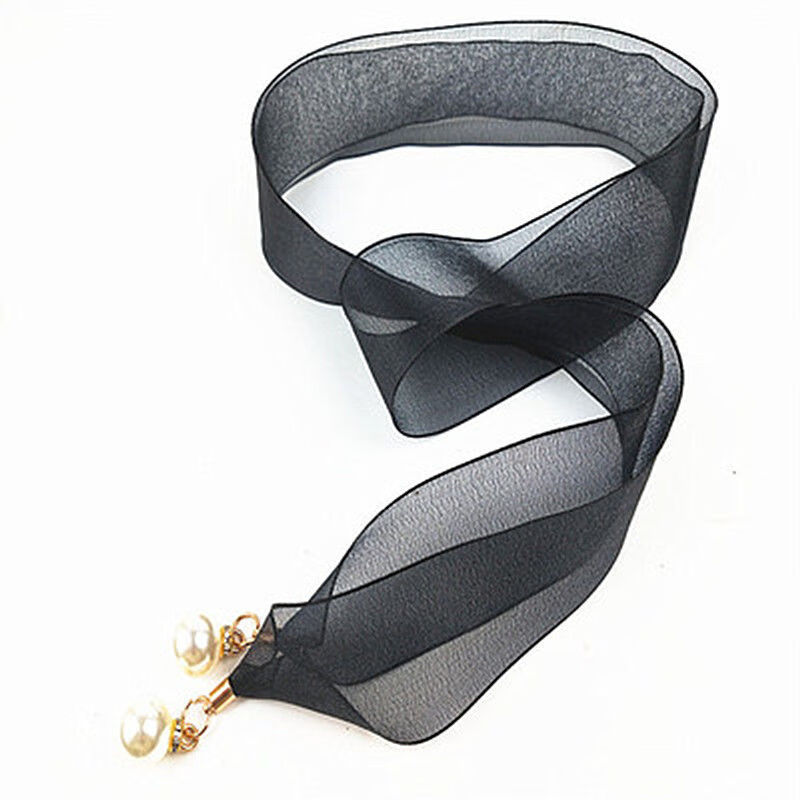 靓女街本命年红腰绳女时尚雪纺珍珠配连衣裙腰链裙带甜美女宽腰链打