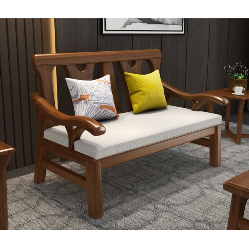 MEF木制沙发新中式全实木客厅组合户型现代简约冬夏两用橡木三人位 3 双人位1.4米