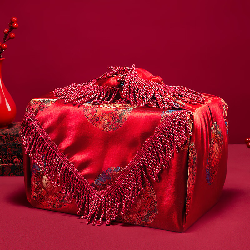 渡鹊桥结婚包袱皮女方娘家嫁妆红布新娘陪嫁套装喜盆包裹布婚庆用品