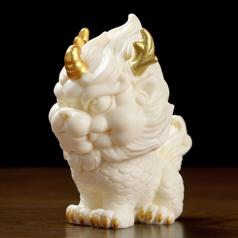 戴玉堂 九华山地藏王谛听神兽陶瓷小号瑞兽摆件麒麟貔貅家居客厅装饰