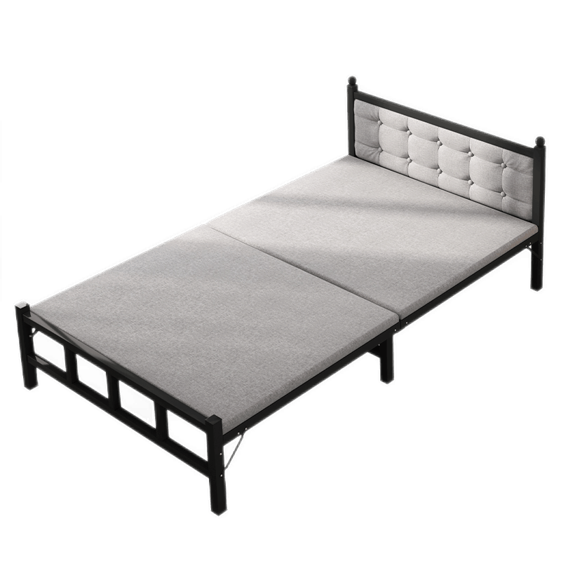 米昊 折叠床便携午休床家用简易办公室单人双人午睡床出租房小型硬板床 昇级软包床头【方管加粗加固钢架】黑色100CM