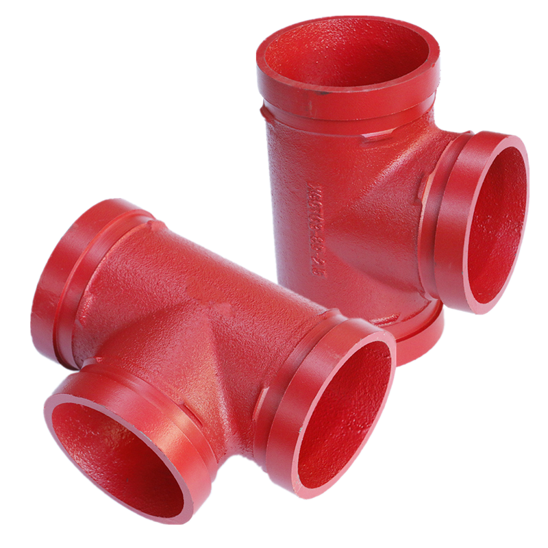 沟槽正三通消防管道球墨铸铁114卡箍式等径三通接头xgqt1刚卡连接 dn