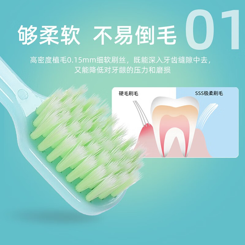 健 日系成人情侣便携软毛牙刷 家庭装宽头牙刷深层清洁BBC软毛牙刷 软毛 2支 翡羽01桶装十支
