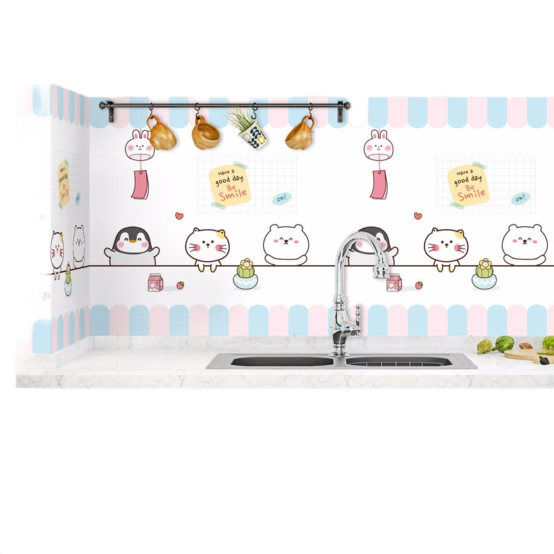 浪漫满屋厨房防油贴纸耐高温防水防潮自粘墙纸油烟机灶台防霉瓷砖防油贴纸 心兰相随【铝镀膜】耐高温 60厘米*3米