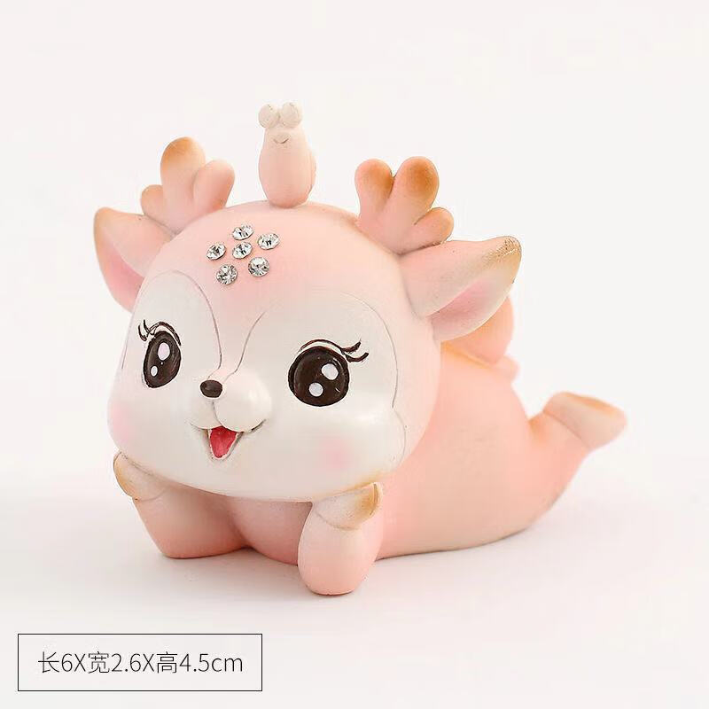 网红一鹿平安车内饰品摆件创意漂亮中控台摆件呆萌可爱摇头小鹿 粉色