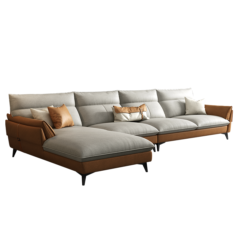 梵爱沙发布艺沙发意式极简科技布大小户型客厅整装家具 双人位+单人位+贵妃位(约3.67米) 舒适版-(桉木框架+海绵座包)