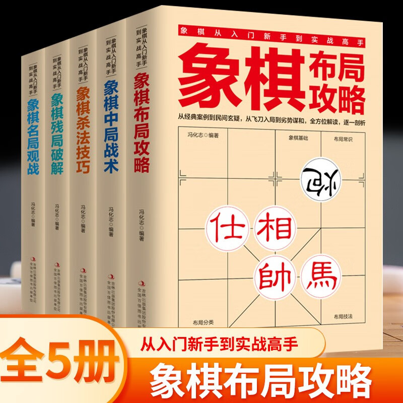 正版 全套5册象棋从入门新手到实战高手 象棋布局攻略中局战术杀法技巧残局破解名局观战 学习象棋的书 儿童成人国际中国象棋书籍大全