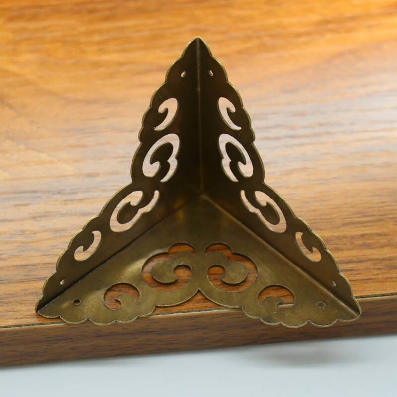利格宏仿古纯铜包角铜护角中式家具铜配件樟木箱首饰盒三面角花祥云角