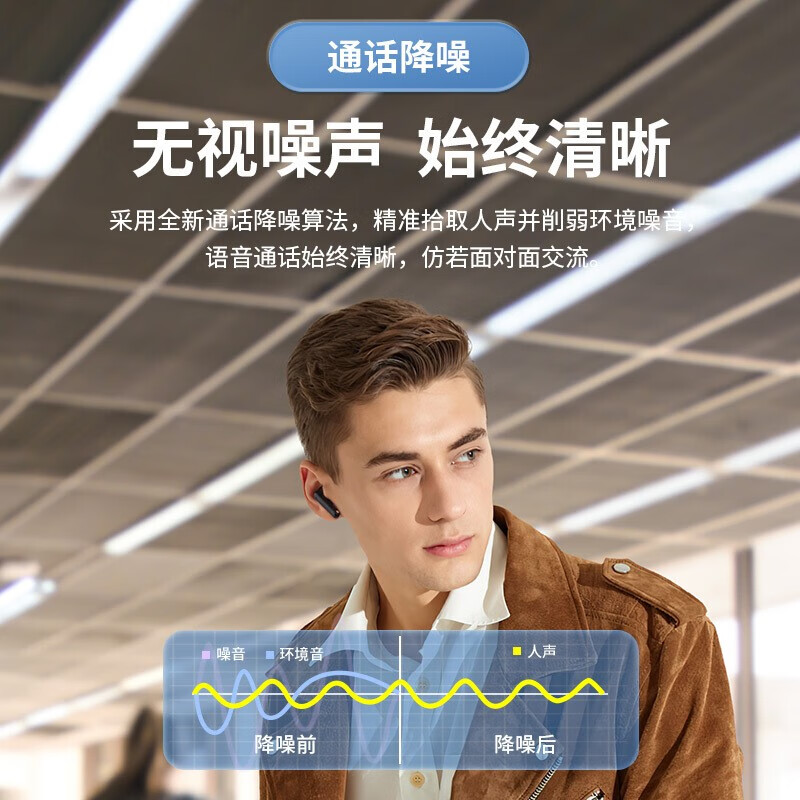 漫步者（EDIFIER） 声迈X2真无线蓝牙立体声半入耳式耳机 音乐运动通话降噪耳麦通用苹果安卓手机 黑色