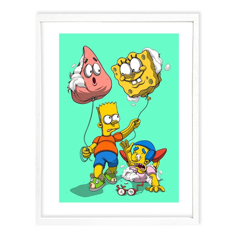 潮流艺术 达汉尼·巴拉甘《辛普森海绵宝宝》亲签限量版画正品保真