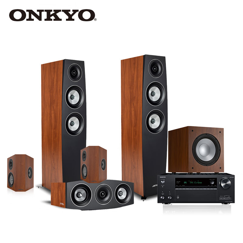 ONKYO安桥TX-NR696功放+尊宝 C95II 5.1声道家庭影院套装 4K杜比全景声音响 THX 胡桃木 搭配J12低音炮