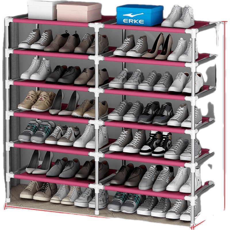 亚思特 多层简易鞋架卧室客厅落地小鞋架宿舍小鞋凳门口防尘家用门后经济型收纳置物架 酒红色【长118宽28.5高104cm】