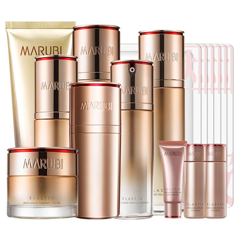 丸美（MARUBI）彈力蛋白凝時緊致抗皺緊致護(hù)膚品水乳抗衰老套裝淡化細(xì)紋官方旗艦 【六件套】潔水乳+霜+精華+眼霜