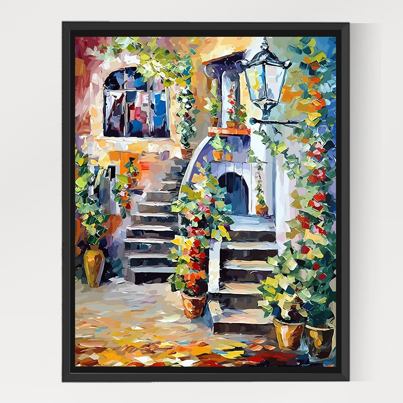 diy手工油画手绘涂色填充填色玄关客厅餐厅房间装饰画 b10-1色彩缤纷