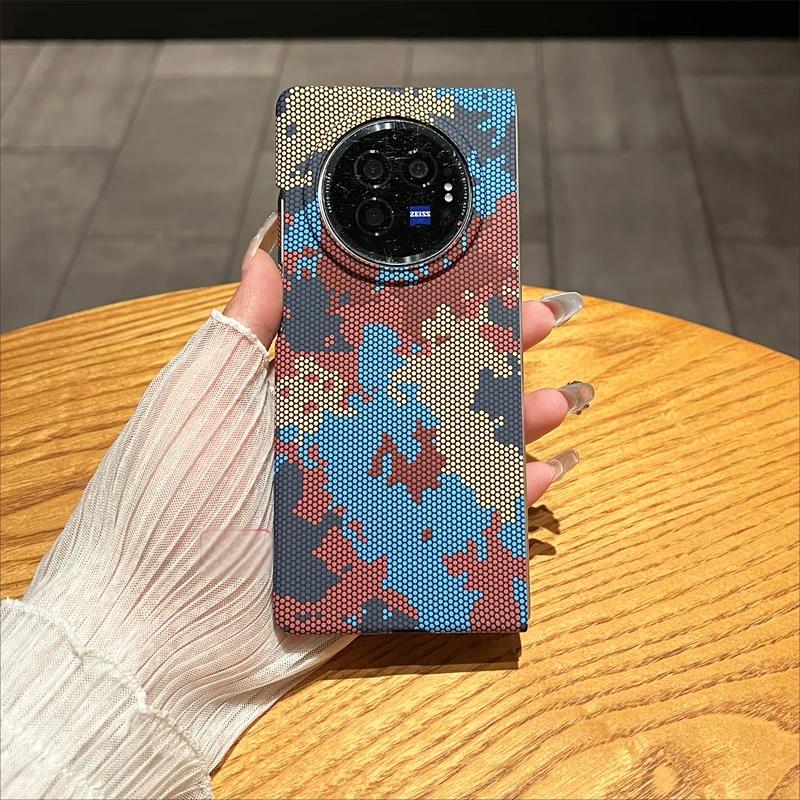 頂競(jìng)適用vivoxfold3手機(jī)殼超薄膚感磨砂VIVO X Fold3Pro折疊屏外殼高級(jí)迷彩紋理xfold2防摔保護(hù)套硬殼 【迷彩紅色】超薄磨砂膚感硬殼 vivoXFold3Pro