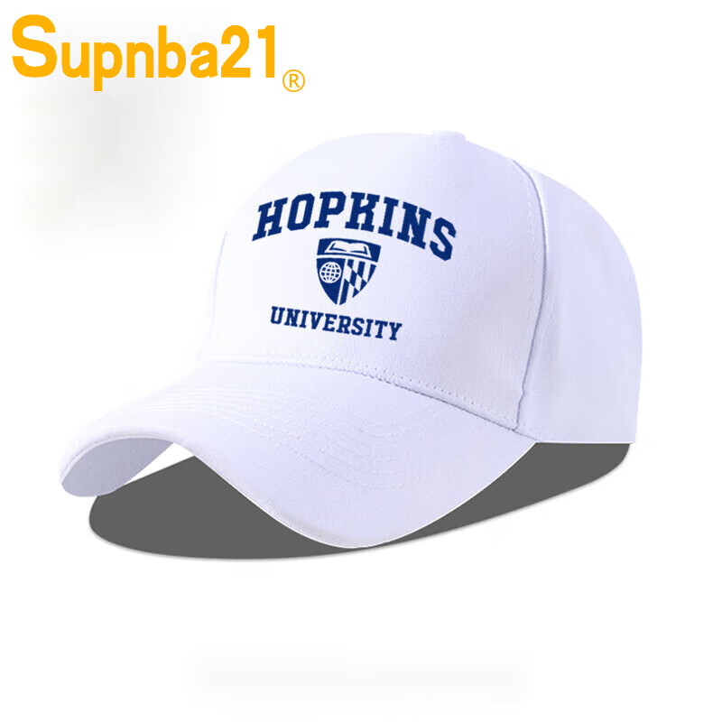 Supnba21约翰斯霍普金斯大学JHU文化纪念棒球帽子名校男女学生防晒鸭舌帽 棒球帽-白色-1 成人款