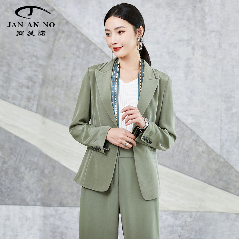 jan an no简爱诺春新品女士绿色真丝修身长袖西服j2210154xf 西服j2