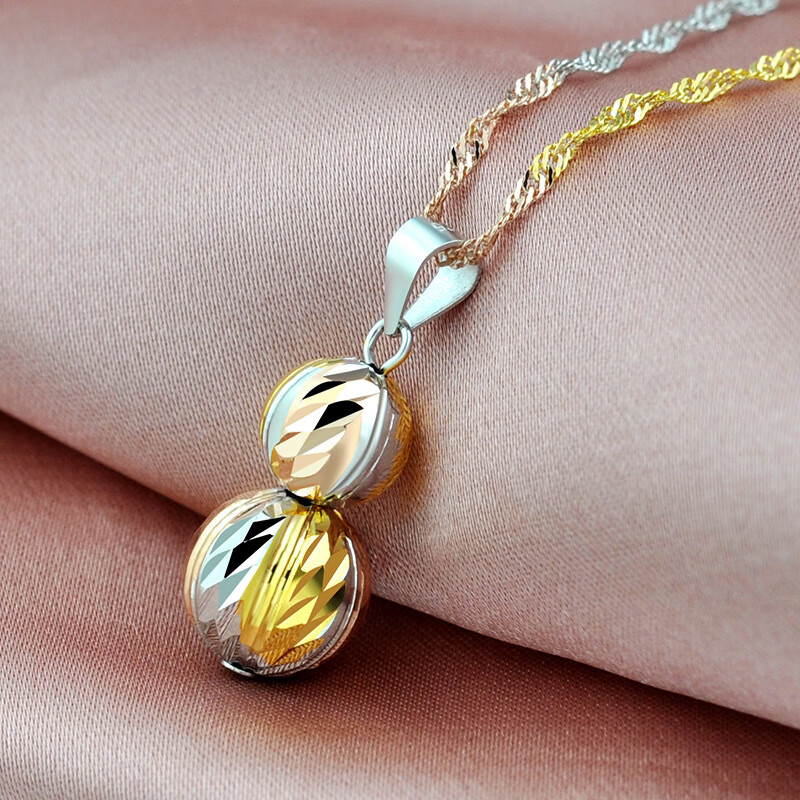 925纯银镀18k彩金葫芦项链女轻奢时尚彩银吊坠百搭时尚颈链冷淡风