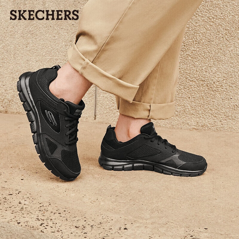斯凯奇（Skechers）男鞋秋季软底拼接运动鞋增高舒适厚底健步鞋232398