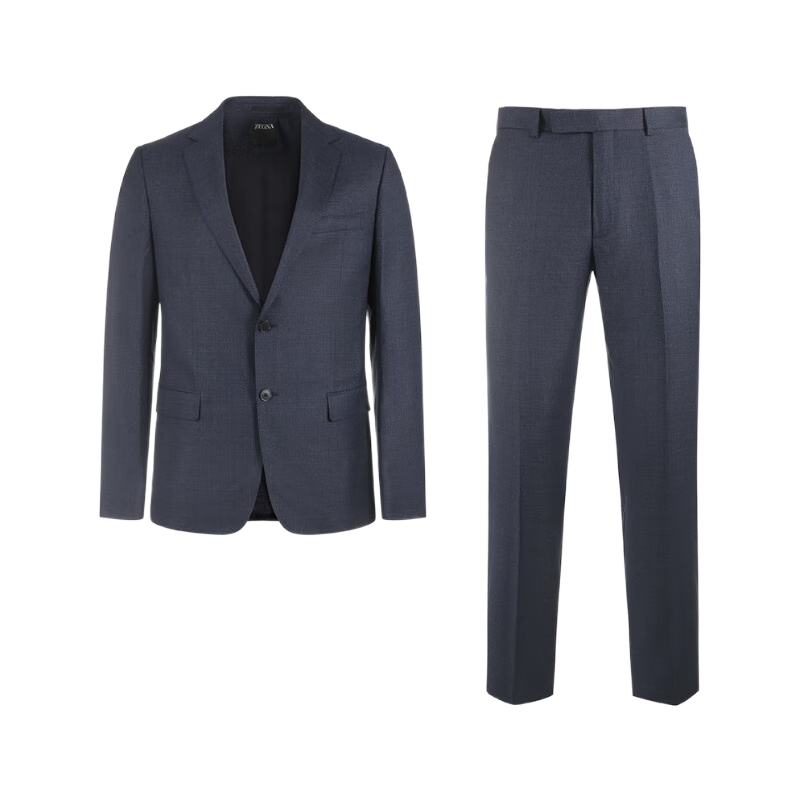 杰尼亚（Zegna）男士UseTheExisting两粒单排扣商务西装西裤长裤西服套装 281CGA 622712A6 海军蓝色 48 /m