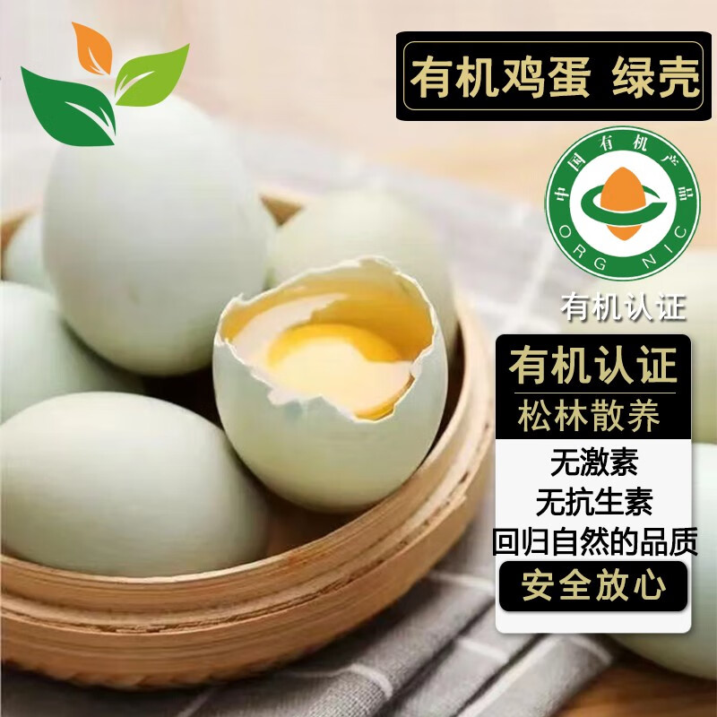 有机绿壳鸡蛋20枚装宝宝放心蛋 有机认证无激素 松树林生态散养 20枚