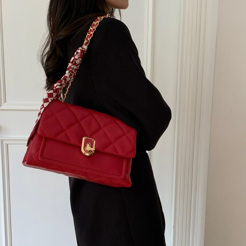 红色结婚包包新娘女2024新款感日常可用大容量腋下包新婚礼物 红色