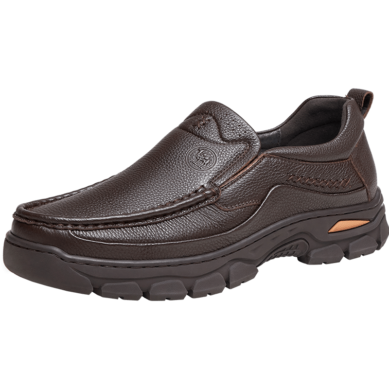 骆驼牌 商务休闲皮鞋男套脚乐福鞋软皮软底爸爸鞋 P13A211016棕色44