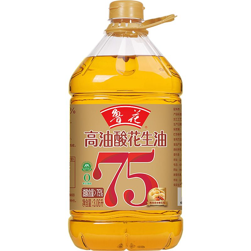 鲁花5s物理压榨高油酸花生油3.06l 食用油粮油家用油酸含量75%