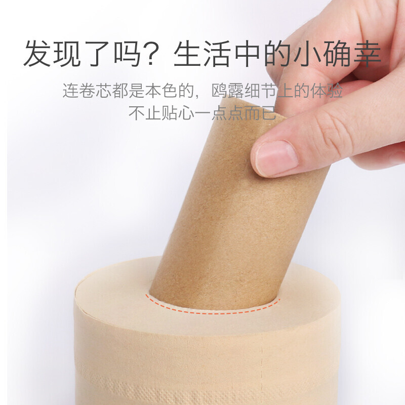 鸥露 【199-100】本色纸竹浆卫生纸卷纸家庭装厕纸有芯卷纸3层