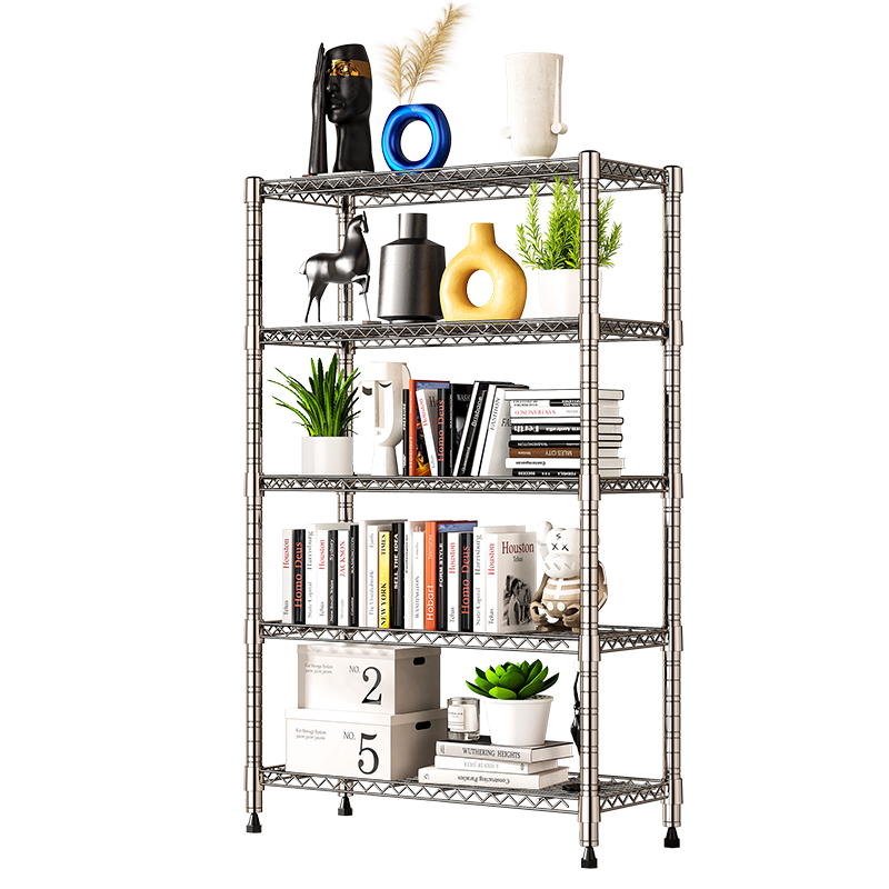 溢彩年华 厨房置物架落地仓储货架家用阳台储物架搁物架微波炉收纳架子五层YCI2801-SR